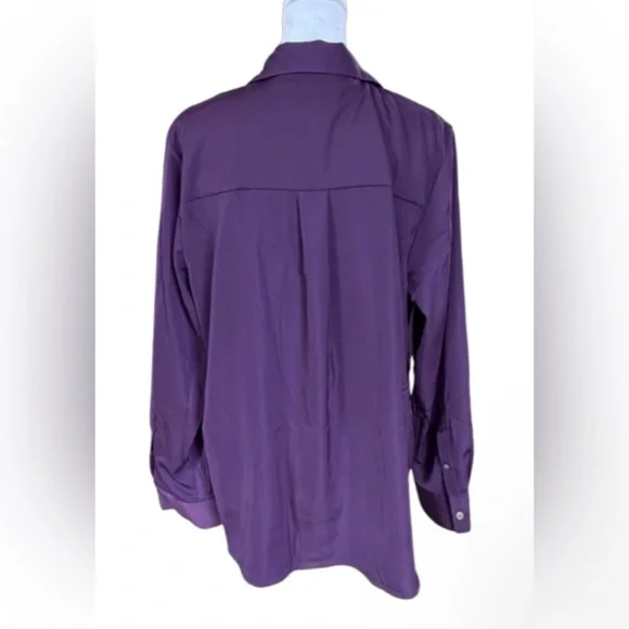 Banana Republic Purple Pleated Front Button Down Blouse - Picture 2 of 5